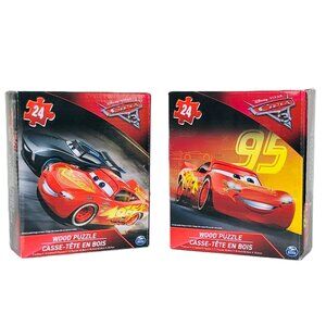 Set of 2 Spin Master Wood 24pcs Puzzle - Disney Cars3  New Sealed
